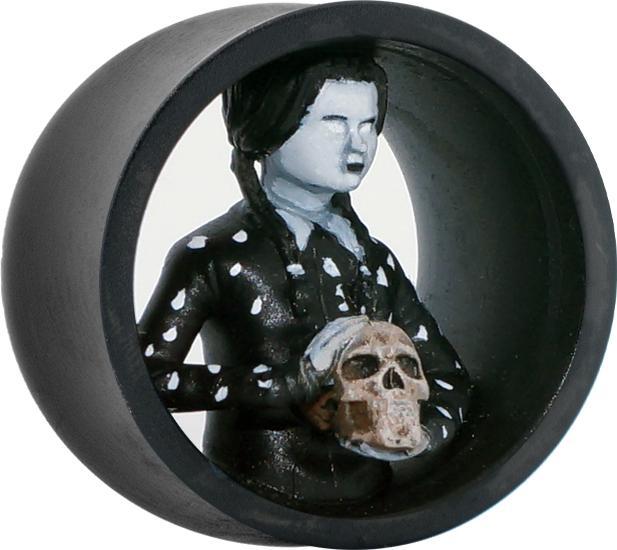 Image du produit Star Piercing Flared Tunnel noir Wednesday Addams gauche (Résine, sans laiton)