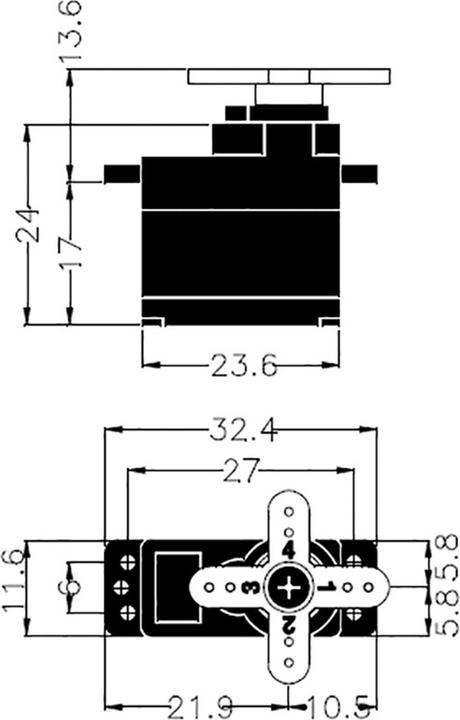 Actual product image Hitec Mini-Servo HS-65MG Analog-Serv