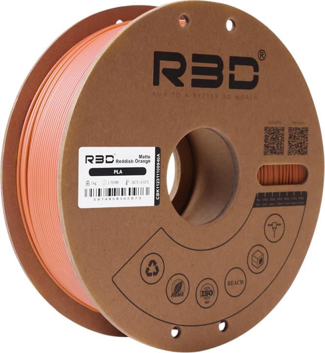 Actual product image R3D ePLA-Matte Reddish Orange Filament 1.75mm 1Kg (PLA, 1.75 mm, 1000 g, Orange)