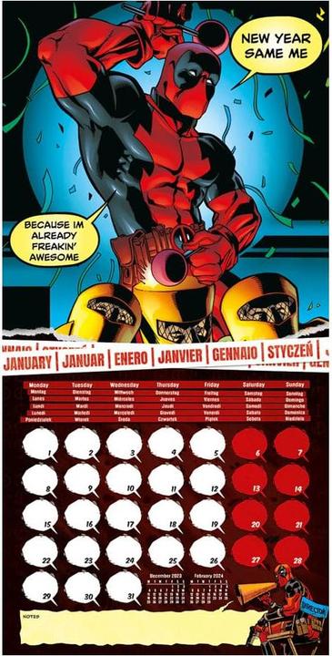 Image du produit Pyramid Marvel calendrier 2024 Deadpool (30 x 30 cm, Anglais)