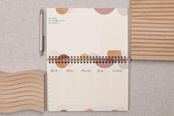 Actual product image Clairefontaine notepad planner with a total binding, 53 printed sheets terracotta (Hardcover)