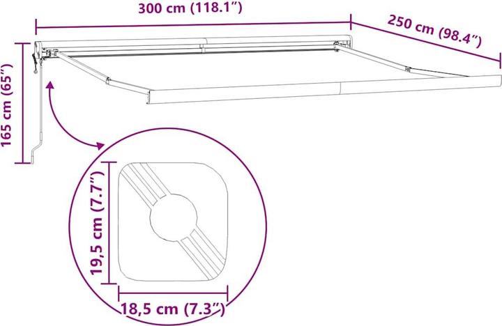 Produktbild VidaXL Markise Gelenkarmmarkise Sonnenmarkise Automatisch Braun 300x250cm (2.50 m)