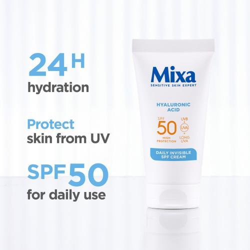 Actual product image Mixa Hyaluronic Acid Daily Invisible SPF Cream (Suntan cream, SPF 50, 50 ml)