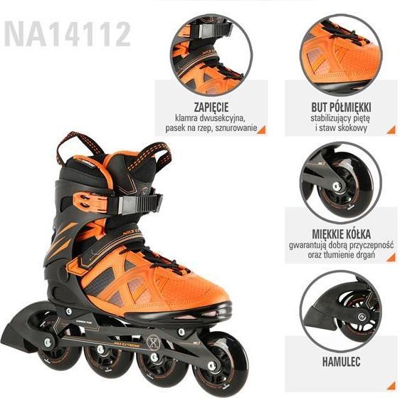 Produktbild Nils Rollschuhe NA14112 Schwarz-Orange GRÖSSE 41 INLINE-SKATES EXTREME (41)