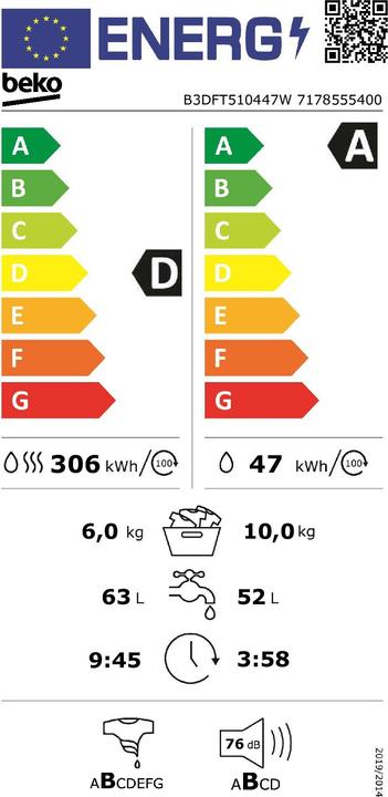 Energy Label Beko B3DFT510447W