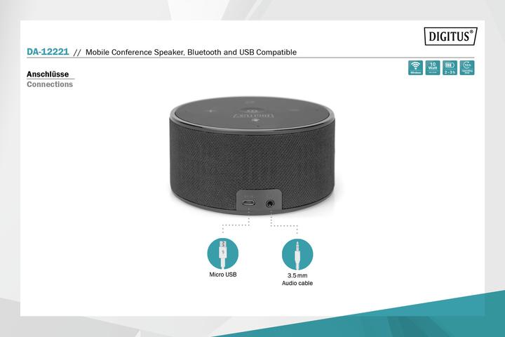 Actual product image Digitus Mobile Conference Speaker, Bluetooth and USB comptible (10 h, Battery operated)