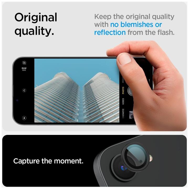 Actual product image Spigen Optik Pro EZ Fit iPhone 16e Lens Protector (2 Piece, Apple iPhone 16e)