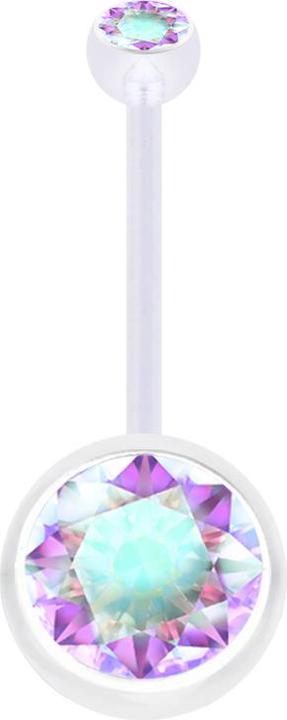 Actual product image Star Piercing Banana Pregnancy transparent with two balls crystal large multicolour (Bioflex, without brass)