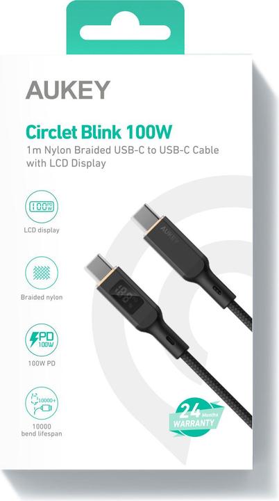 Produktbild Aukey USB-C – USB-C Display (1 m, USB 2.0, 100 W)