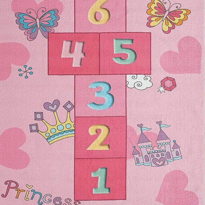 Image du produit Paco Home Prinzessinnen Hüpfspiel Kinder Spielteppich mit Herzen (140 x 200 cm)