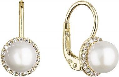 Evolution Group Luxury yellow gold dangling earrings with real pearls 91P00020