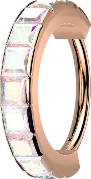 Actual product image Star Piercing Micro segment ring hinged rose gold side square crystals multicolour (Surgical steel 316L, without brass)