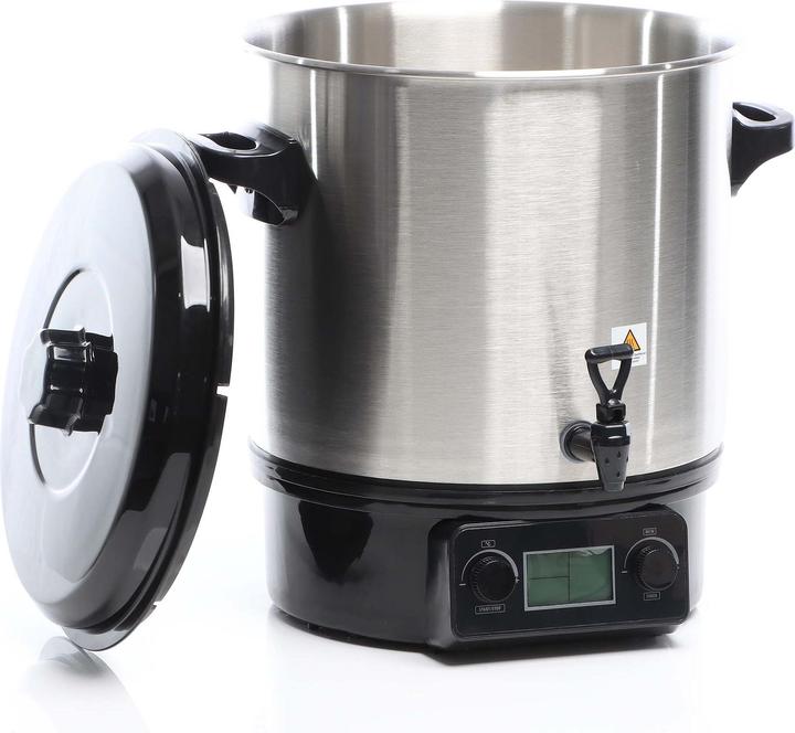 Wiltec Soupière électrique Acier fin 27L 2000W Écran digital Minuterie Marmite 30-100°C Soupe (27 l)