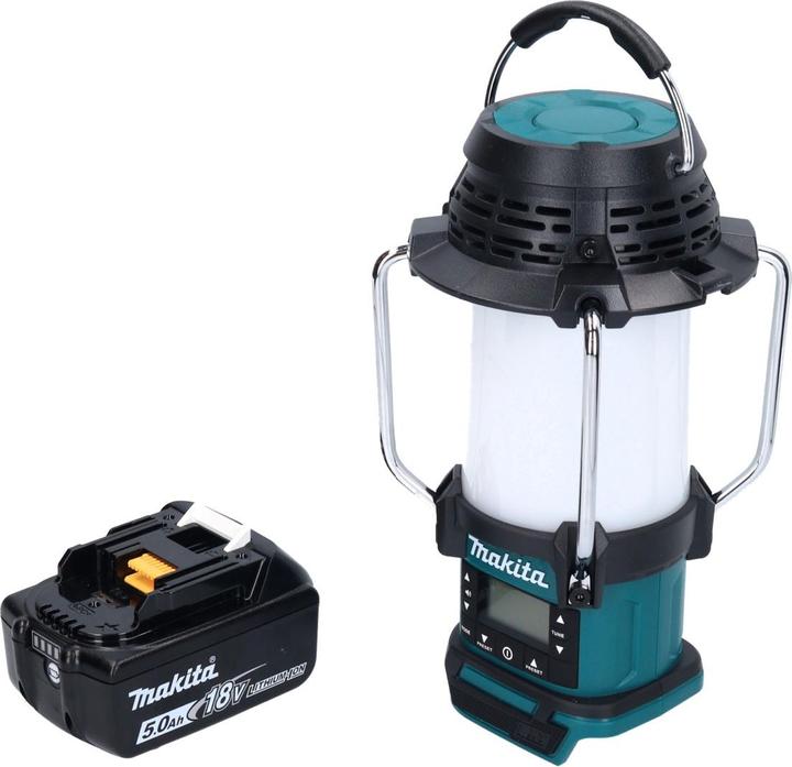 Productafbeelding Makita DMR055T1 Radio avec lanterne sans fil 18V FM 360° + 1x batterij 5,0Ah - sans chargeur (FM, AM)