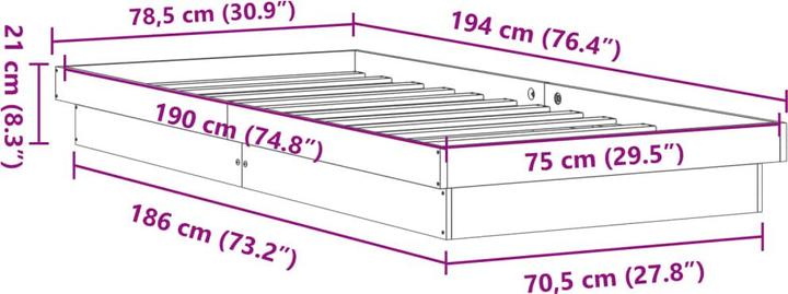 Produktbild VidaXL Bett mit LED-Beleuchtung Kiefer (90 x 190 cm)