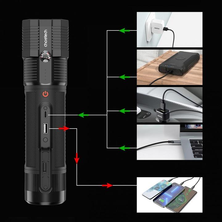 Actual product image Choetech jump starter with powerbank 8000mAh - LED flashlight black (TC0016) (8000 mAh)