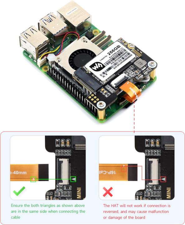 Produktbild WaveShare PCIe zu M.2 Mini SSD Adapter für Raspberry Pi5