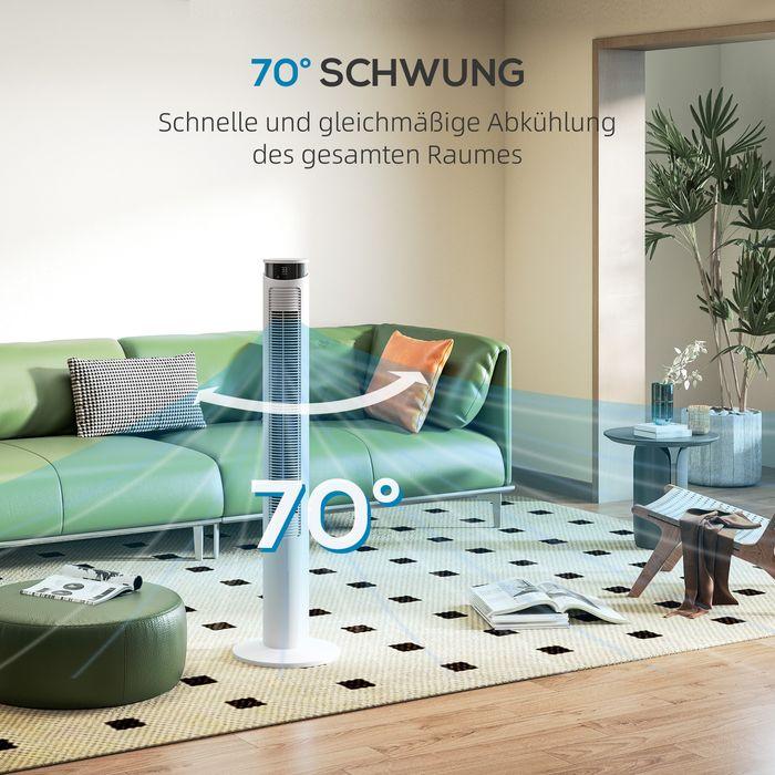 Image du produit Swisshandel24 Turmventilator, 45W Standventilator mit 3 Belüftungsstufen, Fernbedienung, Weiss (55 dB)