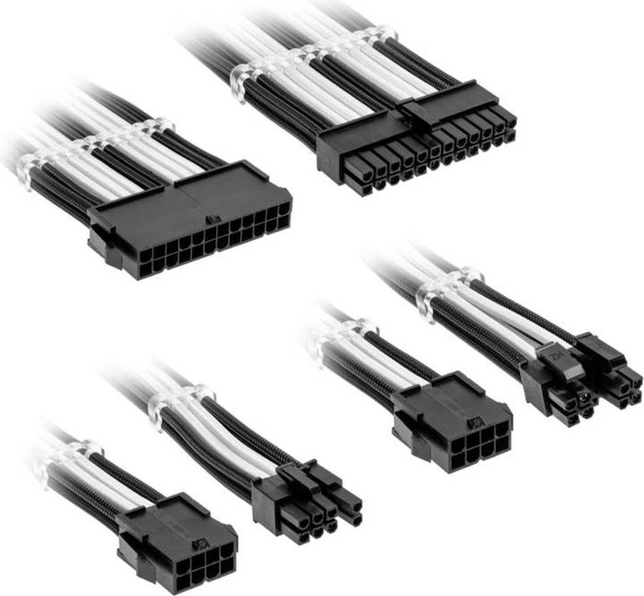 Image du produit Kolink Core Standard Braided Cable Extension Kit - Noir Jet/Blanc Brillant (0.35 m)