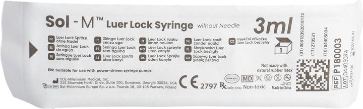 Immagine prodotto Sol-m Siringa 3ml Luer Lock sterile 3 pezzi 100 pz.