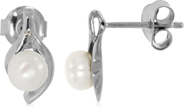 Immagine prodotto Xen Orecchini con diamante di circa 0,01 ct. e perla coltivata d'acqua dolce bianca (Argento 925)