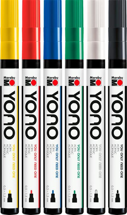 Image du produit Marabu Marqueur acrylique YONO set 0.5 - 1.5 mm, 6 pièces, multicolore (Multicolore, 1.50 mm, 6 x)