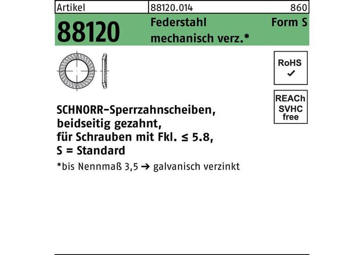 Actual product image Schnorr Lock washer R 88120 serrated on both sides S 4 x 7 x0.5 Spring steel mechanically galvanised