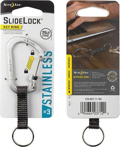 Actual product image Nite Ize Slidelock Rankena Su Plieniniu Raktų Laikuku