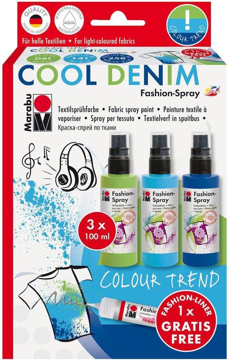 Marabu Fashion Spray (Hellblau, Hellgrün, Dunkelblau, 100 ml)