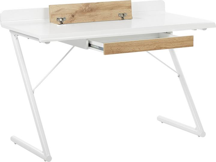 Produktbild Beliani Schreibtisch weiss / heller Holzfarbton 120 x 60 cm Schublade FOCUS (120 x 60 x 84 cm)