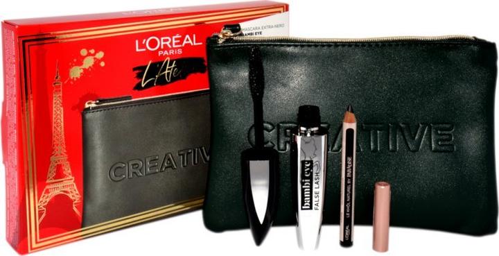 Productafbeelding L'Oréal Paris LOreal Set (Mascara Valse Wimper Bambi Eye Extra Zwart + Le Khol Midnight Black 101 + Pochette) (Make-up set)