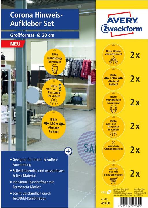 Actual product image Avery Notice labels set Ø 200 mm, 12 sheets