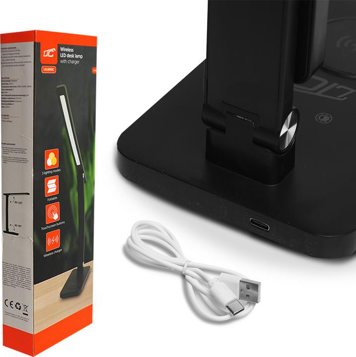 Image du produit Lasmex Lampe de bureau LED 10W, 3000/4500/6000K, chargement par induction, commande tactile, variateur