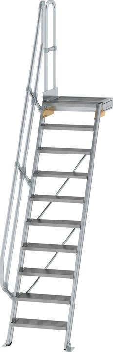Produktbild Munk Treppe mit Plattform 60° Stufenbreite 600 mm 10 Stufen Aluminium geriffelt (60 cm)
