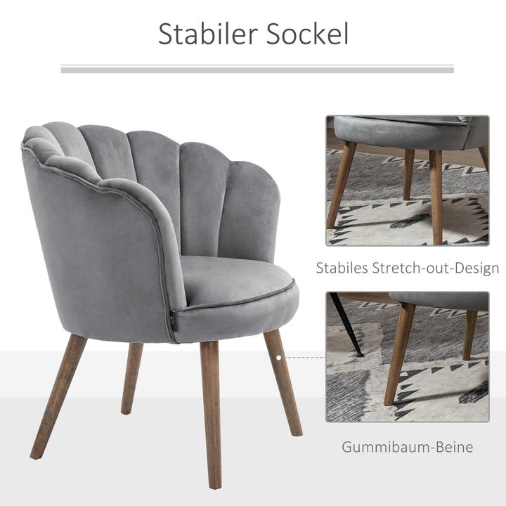 Produktbild Homcom Stuhl Lotusblumen-Design, Elegante Ergänzung für Ihren Wohnbereich, Luxuriöser Samt-Polyester Bezug