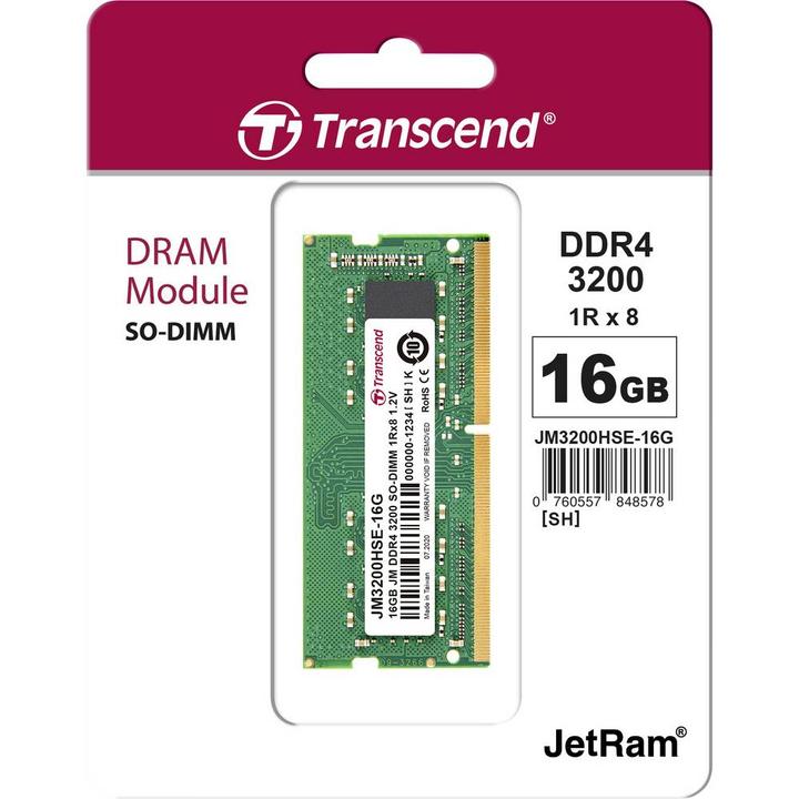 Produktbild Transcend JM3200HSE-16G (1 x 16GB, 3200 MHz, DDR4-RAM, SO-DIMM)
