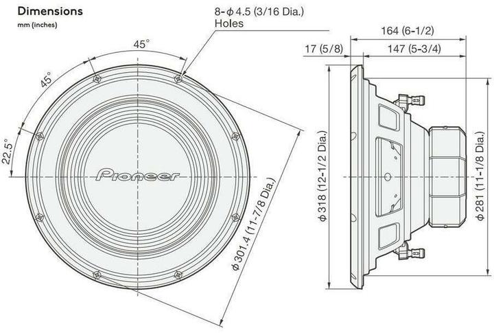 Image du produit Pioneer Subwoofer 30cm dual (1500 W)