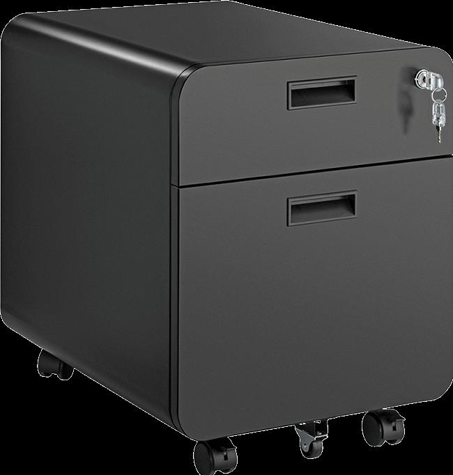 Produktbild LogiLink Mobiler Aktenschrank auf Rollen, 2 Fächer, abschliessbar, bis 15 kg, Schwarz