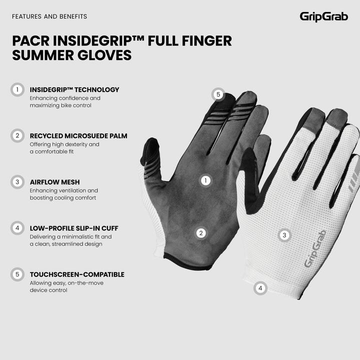 Produktbild GripGrab PACR InsideGrip™ Full Finger Summer Gloves (L)