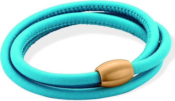 Xen Lederarmband Türkis mit Magnetverschluss rosè vergoldet Längen zur Wahl (53 cm, Leder und Edelstahl)
