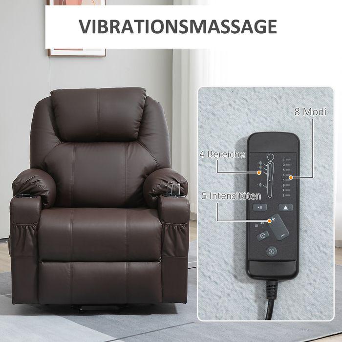Actual product image Swisshandel24 TV armchair with stand-up aid, with 8 massage points, remote control, 88x99x106cm, brown