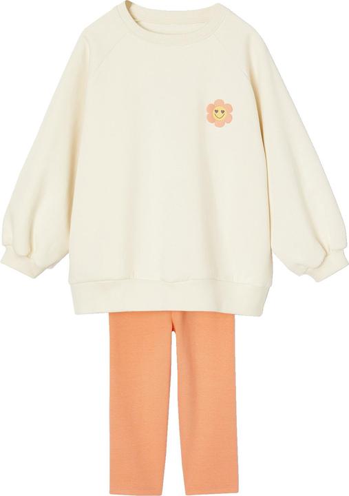 Vertbaudet Mädchen-Set: geblümtes Sweatkleid mit Recycling-Polyester & 3/4-Leggings