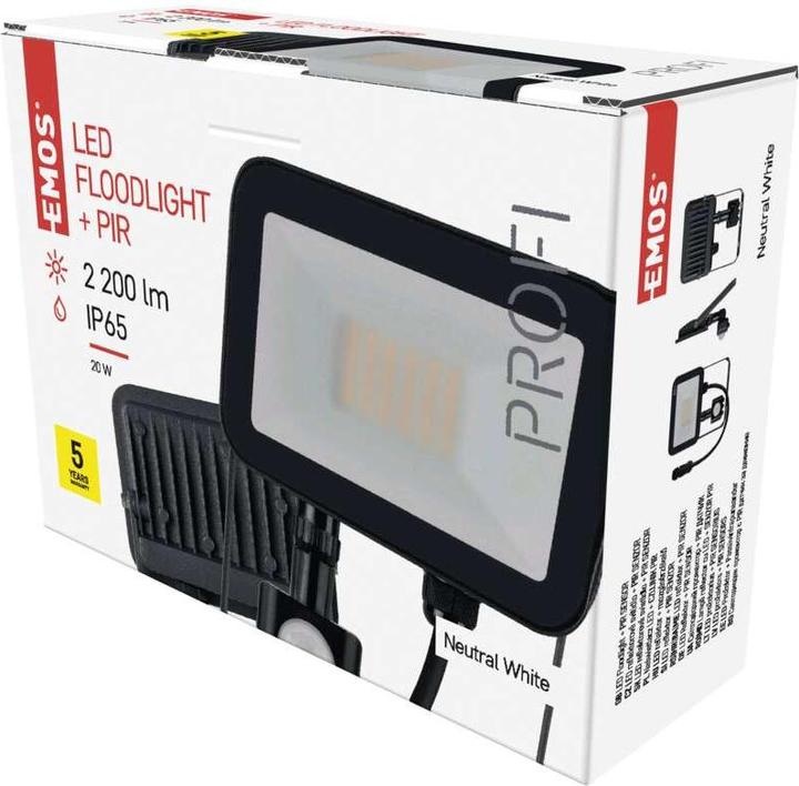 Produktbild Emos LED Flutlicht PROFI mit Bewegungsmelder, 20W neutralweiss (2200 lm, IP65)
