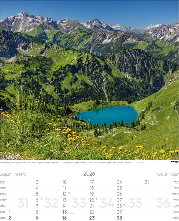Actual product image Alpen Kalender 2026 (Hardcover, German, French, Italian, English)