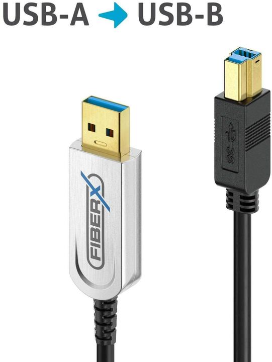 Actual product image Purelink FiberX Series - USB 3.1 fibre optic cable - USB-A USB-B - 5m (5 m, USB 3.2 Gen 1, 4.50 W)
