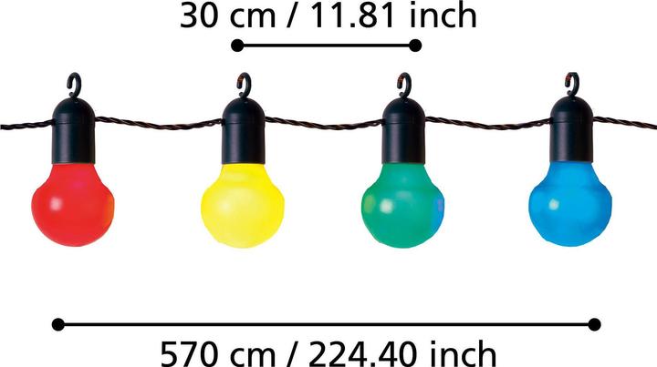 Image du produit EGLO 900212 FROSOLONE LED Bande/tige lumineuse extérieure 20x0,064W 5700x50mm Vert Multicolore IP44 (5.70 m)