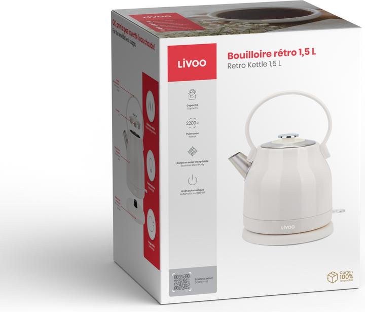 Actual product image Livoo Retro kettle (1.50 l, EU plug)