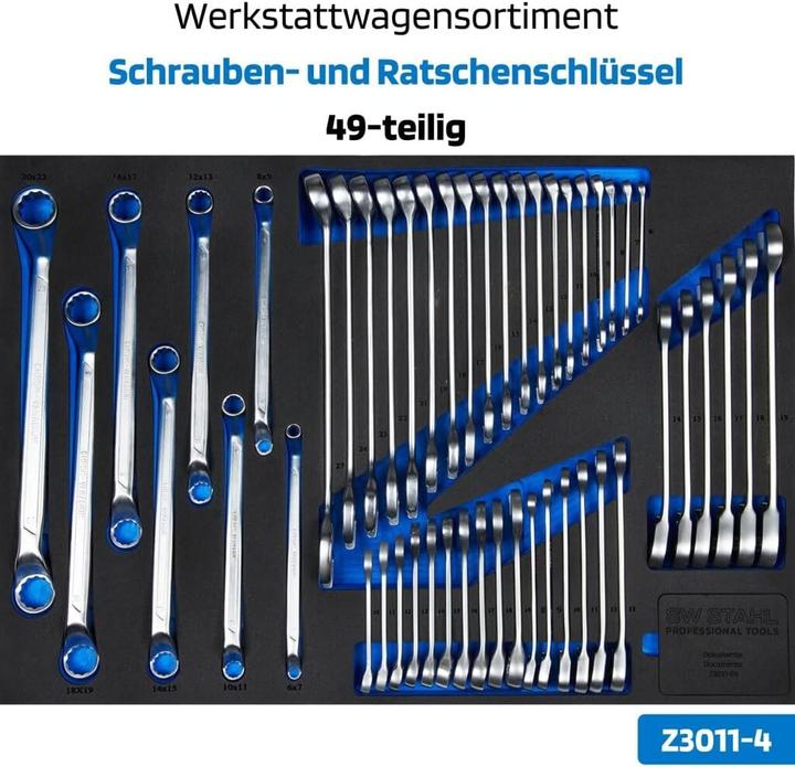 Produktbild SW-Stahl Z3111 Profi Werkstattwagen TT801 schwarz I 8 Schubladen I 5 Schubladen gefüllt I 341 teilig (341 x)