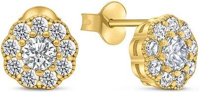 Brilio Silver - Elegant gold-plated earrings with zircons Flowers EA331Y