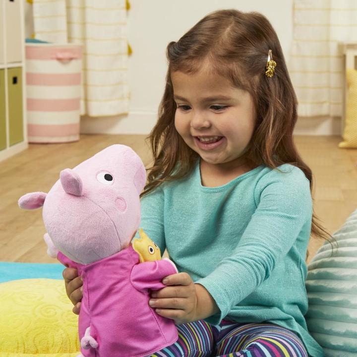 Productafbeelding Hasbro Sluimermuziek Peppa, zingende pluche pop met teddybeer als accessoire, 3 liedjes, 3 engli (28 cm)